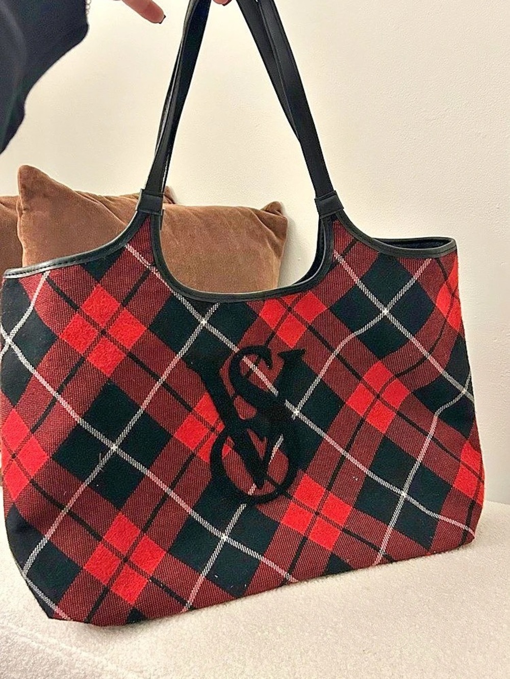 Victoria's Secret Plaid Tote Bag in Red & Black
